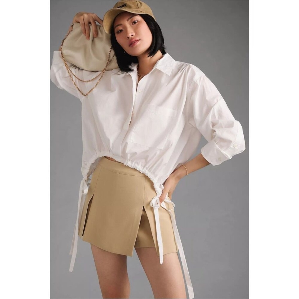 Citizens of Humanity Cropped Button Down Shirt w Ties